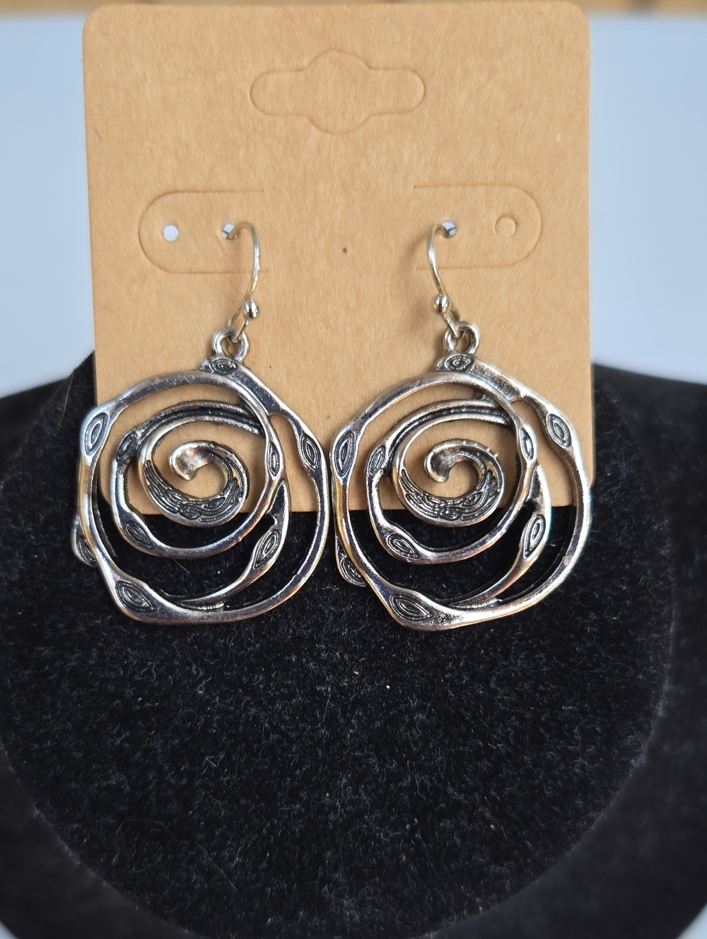 Silver Spiral Drop Earrings - Women Jewelry